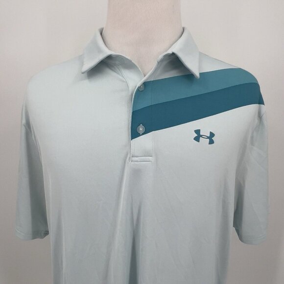 Under Armour Mens XL Extra Large Playoff Polo Shirt HeatGear Loose Fit Light Blu - Picture 1 of 5